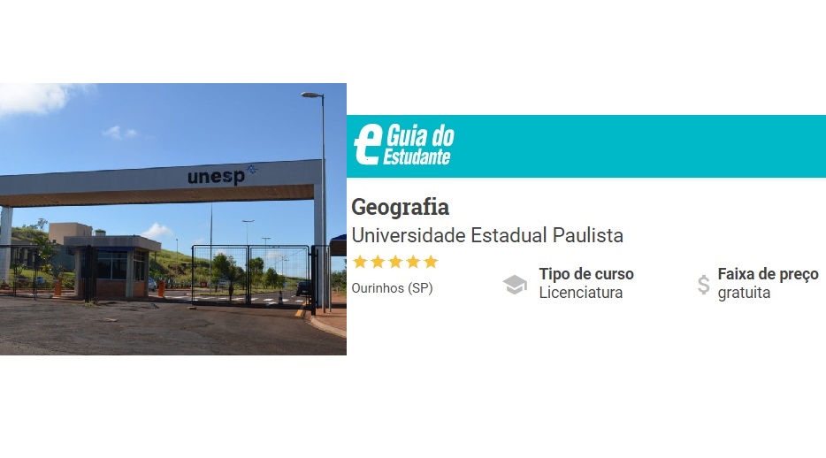 Licenciatura em Geografia da UNESP Ourinhos tem nota máxima no Guia do Estudante