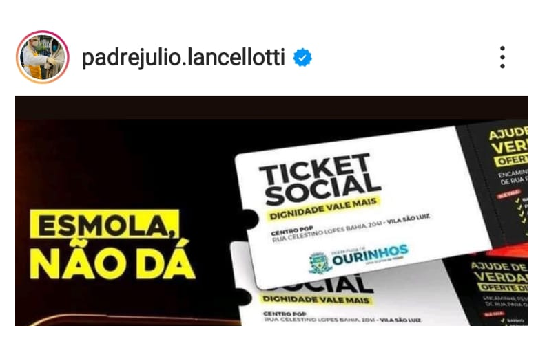 Pe. Julio Lancelotti critica campanha contra esmolas da Prefeitura de Ourinhos