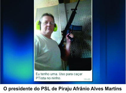 Presidente do PSL de Pirajú ameaça petistas com fuzil