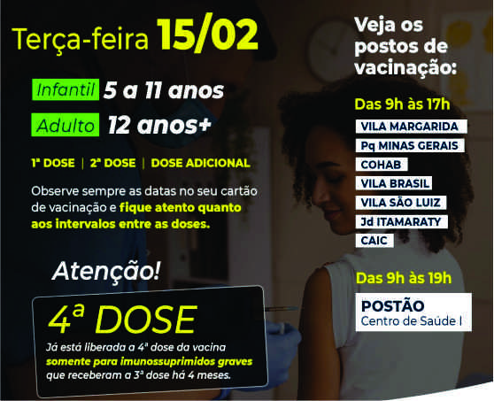 Covid 19: Vacinação nesta 3ª feira  (15) em Ourinhos