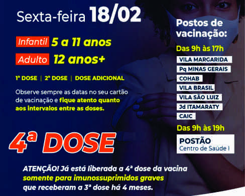 Vacinação Covid em Ourinhos hoje 18/02