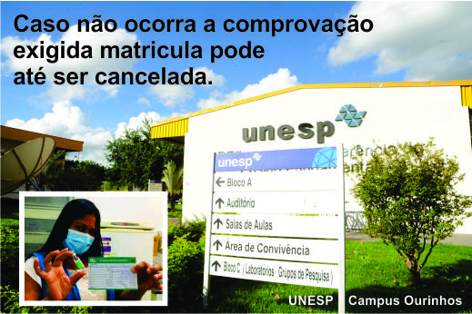 Unesp torna obrigatório comprovante de vacinação contra covid-19