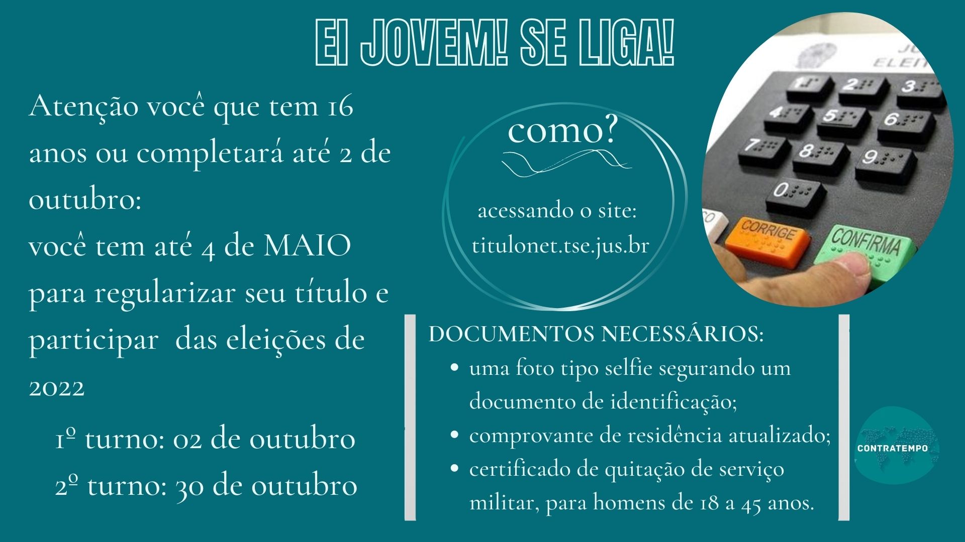 ATENÇÃO, JOVENS DE 16 ANOS!
