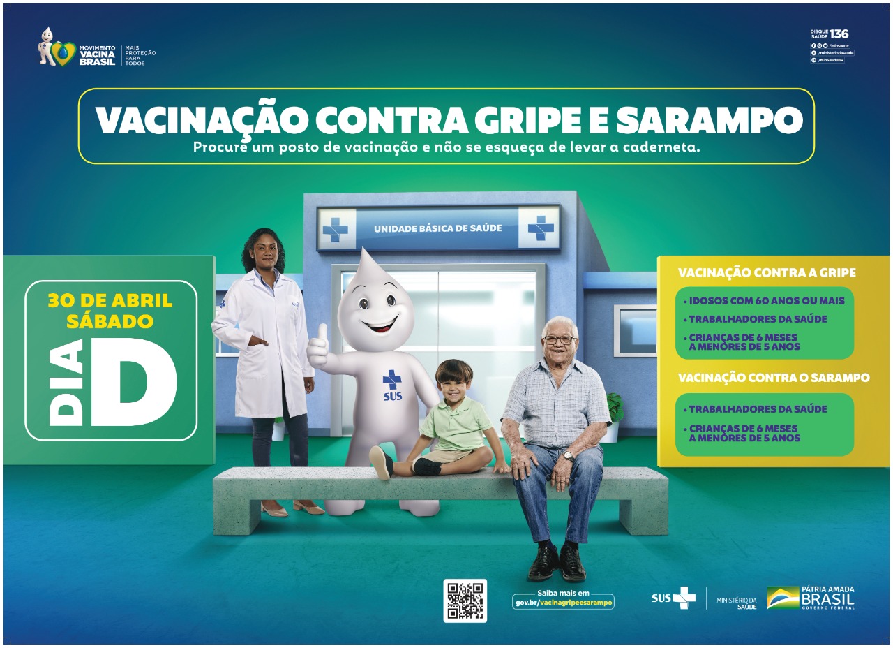 Campanha de Vacinação contra a Gripe Influenza e Sarampo começa neste sábado