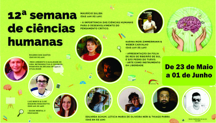 12ª Semana de Ciências Humanas ETEC/UNESP começa na próxima  2ª feira (23/05)
