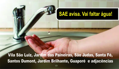 Falta d´água nesta 3ª feira atinge região norte