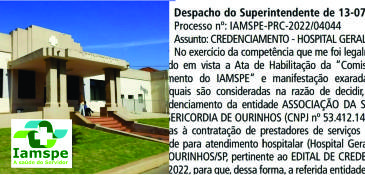 IAMSPE homologa credenciamento da Santa Casa de Ourinhos .