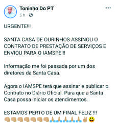 Santa Casa assina contrato e envia para o IAMSPE
