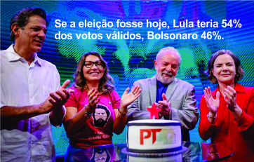 Pesquisa IPEC 24/10: Lula tem 50% no 2º turno, e Bolsonaro, 43%