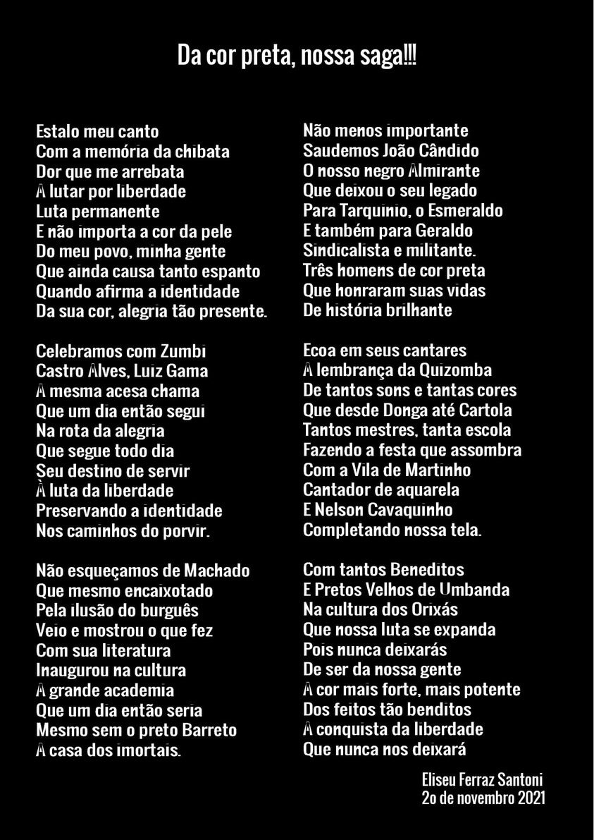 Cultura Popular  Leitura de O Navio Negreiro marca comemoração do Dia Nacional da Consciência Negra