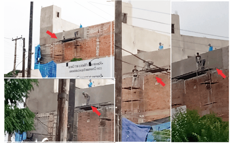 Nas alturas, operários se arriscam em construção do secretário Caio Lima