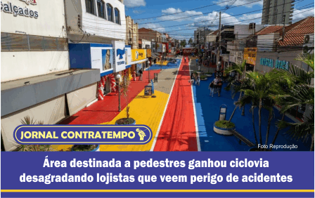 Comerciantes desaprovam pintura do calçadão em horário de funcionamento do comércio