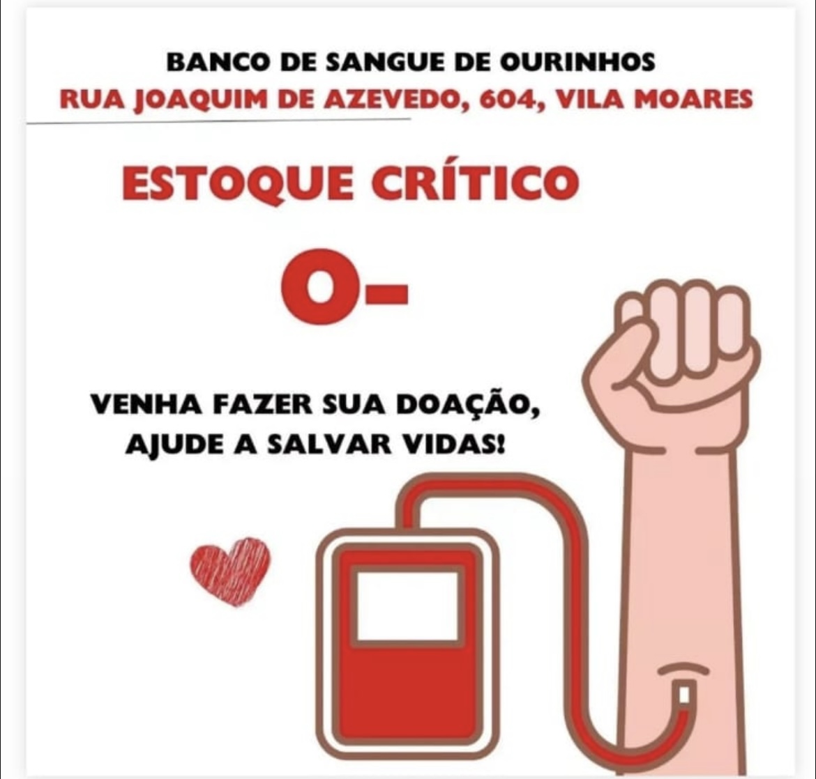 Banco de Sangue de Ourinhos Enfrenta Estoque Crítico de Sangue Tipo O-