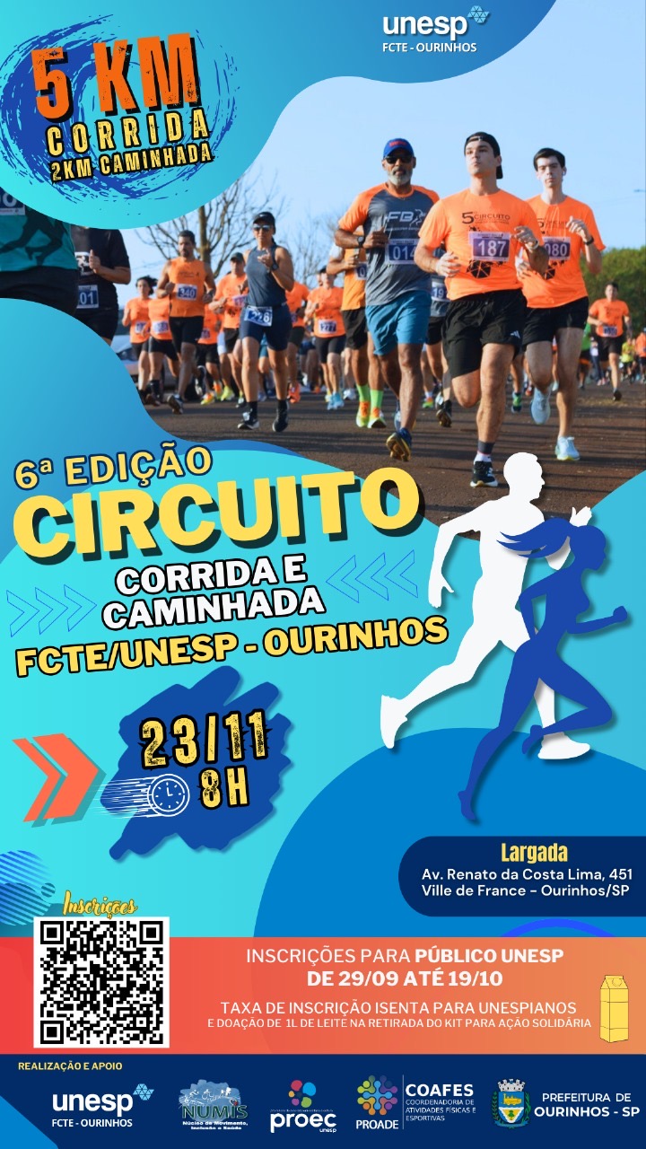 Ourinhos se prepara para a 6ª edição do Circuito Corrida e Caminhada da Unesp