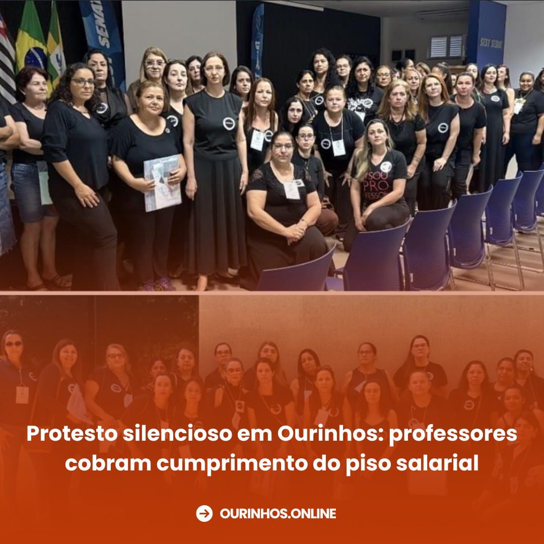Protesto silencioso em Ourinhos: professores cobram cumprimento do piso salarial